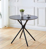 Small Dining Table, Round Black Wooden Effect Top Kitchen Table with Metal Legs