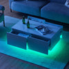 High Gloss Coffee Table White LED with 4 Drawers 16 Colors Adjustable Modern