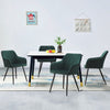 Set of 2 Green Velvet Dining Chairs with Arm rest Kitchen Dining Room Chairs