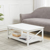 2 Tier White Wood Coffee End Table Modern Storage Shelf Living Room Home Office