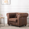 CHESTERFIELD Sofa Armchair Club Large Chair Button in Antique Brown FAUX LEATHER
