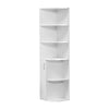 170cm Corner Cabinet with 5-Tier Round Corner Shelves & 1 Door Storage White