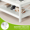 White 2-Tier Wooden Coffee Table with Storage Shelf, 100cm, for Living Room