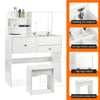 LARGE DRESSING TABLE WITH MIRROR DRAWERS STOOL VANITY SET BEDROOM MAKEUP TABLE