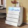 Bedroom White Chest of 4 Drawers High Gloss Bedside Cabinet with RGB LED Lights