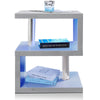 High Gloss Side Coffee Table 2 Tier Bedside End Table With LED Light Living Room