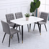 Set of 4 Grey Linen Fabric Dining Chairs Vintage Checker Padded Seat Metal Legs