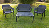 4pcs Garden Patio Bistro Coffee Sofa Set 2 Chairs Table Black Plastic Outdoor UK