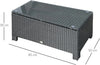 Rattan Garden Coffee Table with Tempered Glass Top Outdoor Patio Furniture Grey