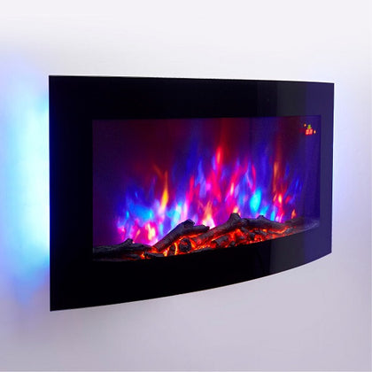 2025 TRUFLAME™ LED COLOUR FLAME EFFECT LOG CURVED WALL MOUNTED ELECTRIC FIRE