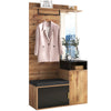 Wardrobe Set with 4 coat Hooks, Mirror, Shoe Cabinet, Wall-mounted Coat Rack