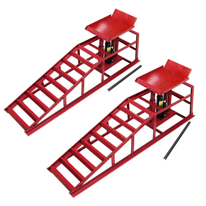 2 Ton Hydraulic Vehicle Car Ramp Jack Lift Adjustable Garage Workshop Red x 2 UK