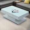 White High Gloss Glass Coffee Table Rectangular Living Room Modern Storage MDF