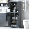 Tall Bathroom Cabinet Large Floor Storage Cabinet w/ Acrylic Doors Grey