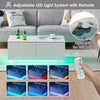 High Gloss Coffee Table White LED with 4 Drawers 16 Colors Adjustable Modern