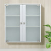 Double Glass Doors Wall Cabinet Storage Cupboard Hanging Organizer Shelves Shelf