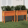 ARKEM Garden Planters 2 pcs with Legs Wax Brown Solid Wood Pine,Wooden E5Z5