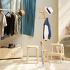 12 Hooks Wooden Coat Stand Coat/Hat/Jacket/Umbrella Standing Rack Hanger-Beige