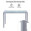 4x White Faux Leather Dining Chairs & Grey Marble Glass Dining Table Dining Set