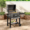 Outdoor Charcoal BBQ Grill with Wheels, Thermometer & Side Racks – 113cm