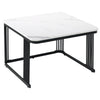 Square Nesting Coffee Table Metal Stacking Side Tables Set Marble-Look White