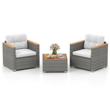 3 PCS Rattan Outdoor Sofa Set with Cushions Patio Conversation Furniture