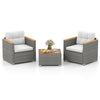 3 PCS Rattan Outdoor Sofa Set with Cushions Patio Conversation Furniture