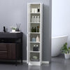 Tall Mirrored Bathroom Cabinet with Adjustable Shelf White