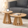2 x Set of Round Open Panelled Coffee Tables with Angled Bases