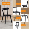 4pcs Black Solid Wood Dining Chairs Practical Kitchen Chairs Curved Backrest
