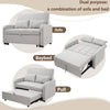 2 Seater Sofa Bed with Adjustable Backrest & Convertible Pull Out Bed Light Grey