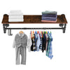 Industrial Pipe Clothes Rack Rail Closet Wall Hanging Rod Bar with Shelf