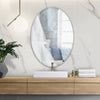 Oval Wall Mirror Self Adhesive Stick Decor Bathroom Glass Vanity Mirror Modern