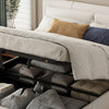 Upholstered Bed Ottoman Bed Frame Beige Fabric With Storage Double, No Mattress