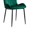 2 Pcs Velvet Dining Chair Modern Padded Seat Breakfast Chair Dining Room Green