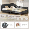 Single Size Upholstered Daybed Rivet-Tufted Platform Bed-Grey