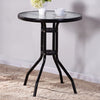 Large 120CM Glass Top Garden Dining Table Parasol Hole Bistro Outdoor Furniture