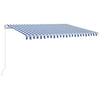 Manual Retractable Awning with LED 400x350 cm Blue and White