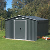 Metal Steel Garden 12X10FT Shed Apex Roof W/ Barn Tool Storage House Ventilation