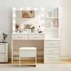 White Dressing VanityTable LED Mirror Makeup Desk with 5 Drawers 2Shelves