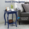 Accent Table End Table with Curved Legs 2-Tier Open Storage Shelves-Blue