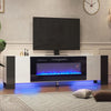 70'' TV Stand Cabinet, 36'' Electric Fireplace Media Entertainment LED RGB Light