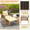 5 Pcs Outdoor Rattan Conversation Set Patio Furniture Set Wicker Woven Chair Set