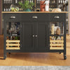 Kitchen Island Rolling Trolley Storage Cabinet Serving Cart with 3 Drawers Black