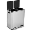 Metal Step Trash Can 60L Step Trash Garbage Can W/Dual Compartments