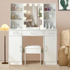 Vanity Makeup Desk Dressing Table Set with 10 LED Lights Mirror Stool 3 Drawers