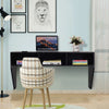 Wall Mounted Floating Computer Desk with 3 Storage Compartments（Black）