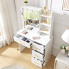 Dressing Table with Golden Handle 4 big Drawers and sliding Mirrow Makeup Desk
