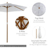2.5m Wood Garden Parasol Sun Shade Patio Outdoor Wooden Umbrella Canopy