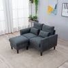 2 Seater faux leather/Linen Fabric Love Seat Sofa Armchair with Footstool Couch